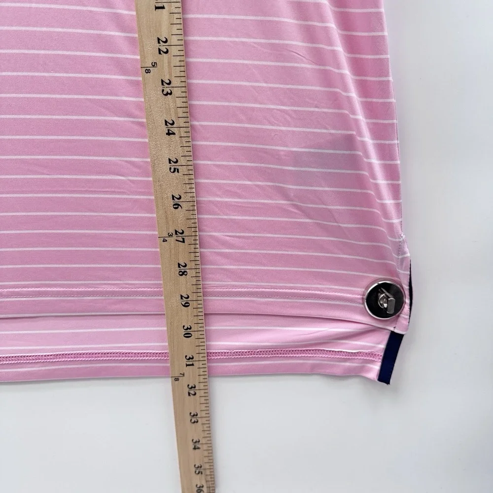 Ralph Lauren RLX Golf M2 Polo Shirt Short Sleeve Striped Pink/White SZ Large NWT